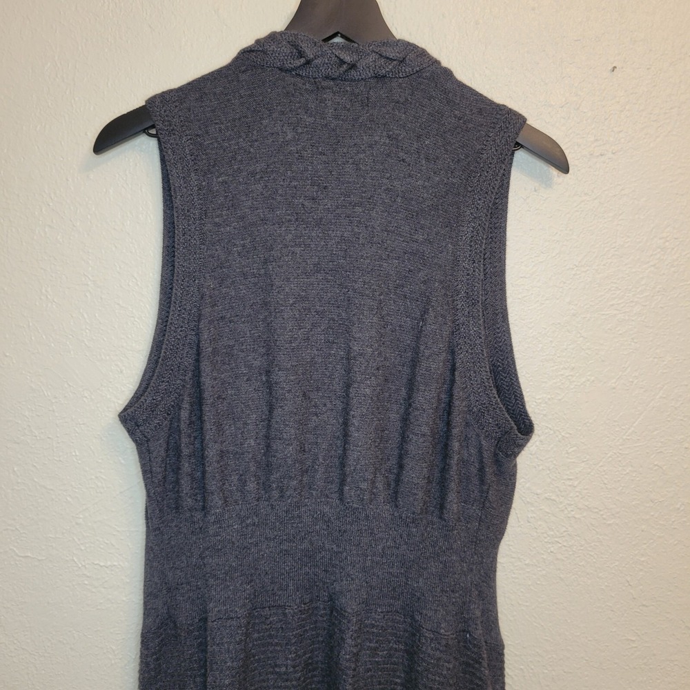 FYLO Open Front Cardigan Vest Sweater Braided Hem Asymmetrical Grey Large‎ - Picture 7 of 15